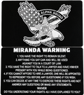 Custom metal Miranda Warning card with Alpha Squad badge