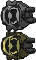 Custom velcro NVG operator patches in gray and olive drab